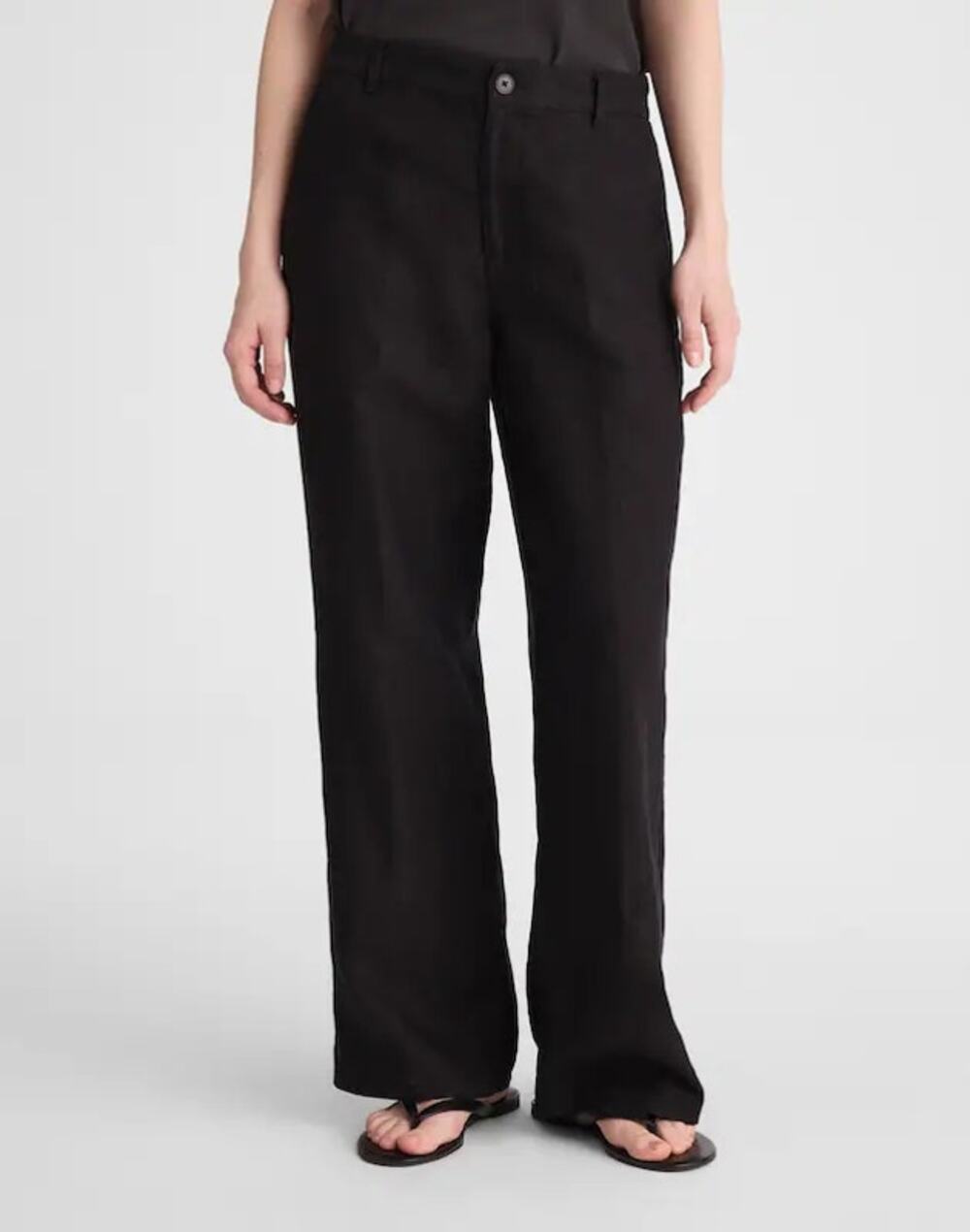 Madewell The Tall Zoe Relaxed Straight Pant in Linen Jet Black Size T8 NWT